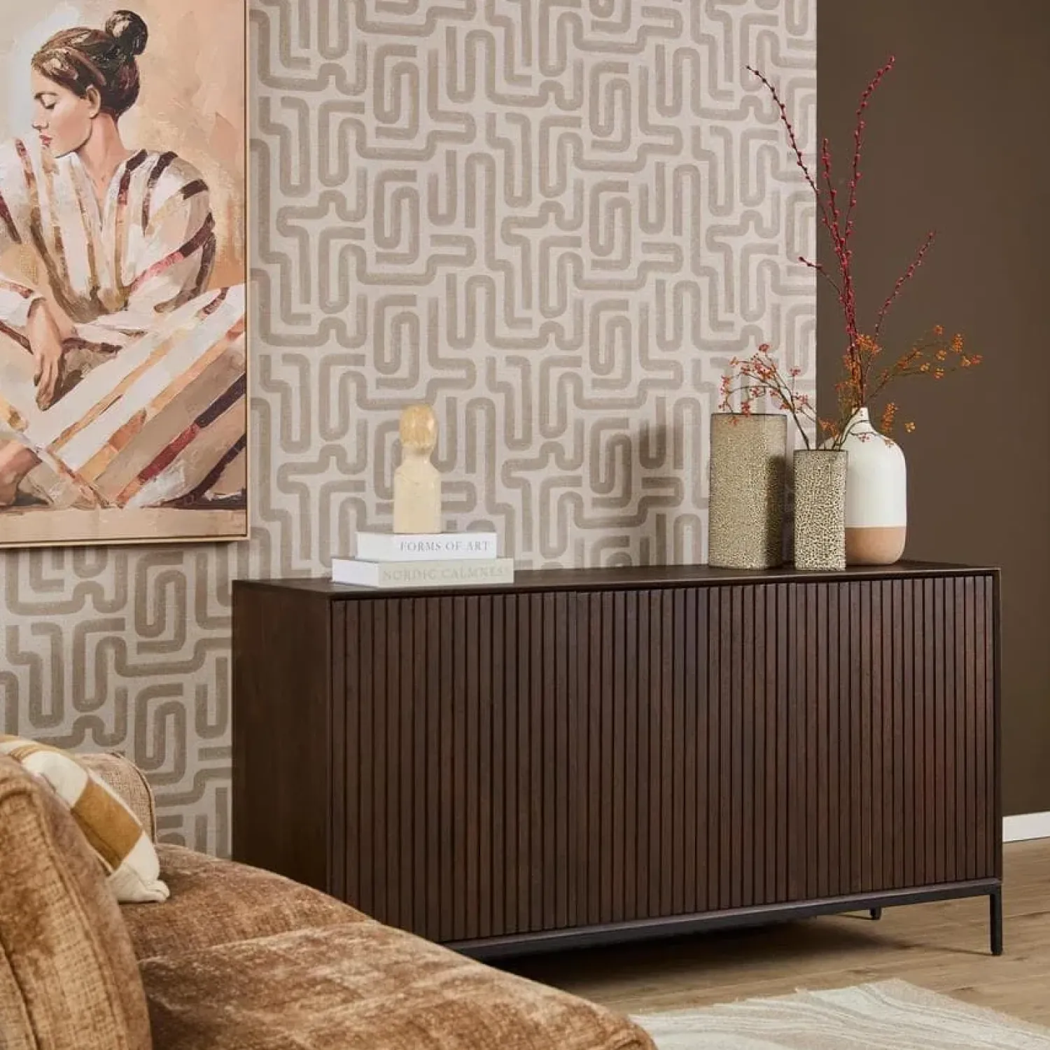 Furndea Dressoirs|Industriele Kasten|Dressoir Martin Walnoot 165cm
