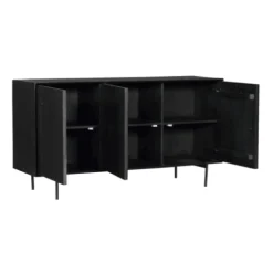 Furndea Dressoirs|Industriele Kasten|Dressoir Martin Zwart 165cm