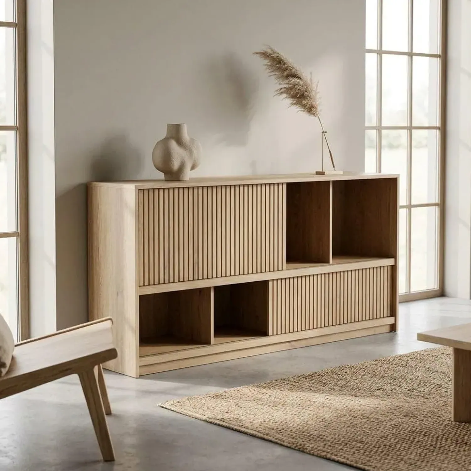 Eleonora Dressoirs|Industriele Kasten|Dressoir Milo Naturel 180cm