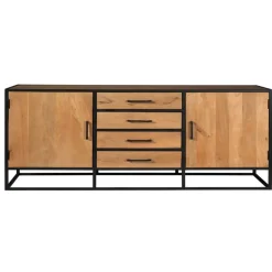 Furndea Dressoirs|Industriele Kasten|Dressoir Morada Warm mangohout industrieel - 210cm