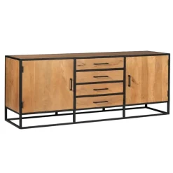 Furndea Dressoirs|Industriele Kasten|Dressoir Morada Warm mangohout industrieel - 210cm