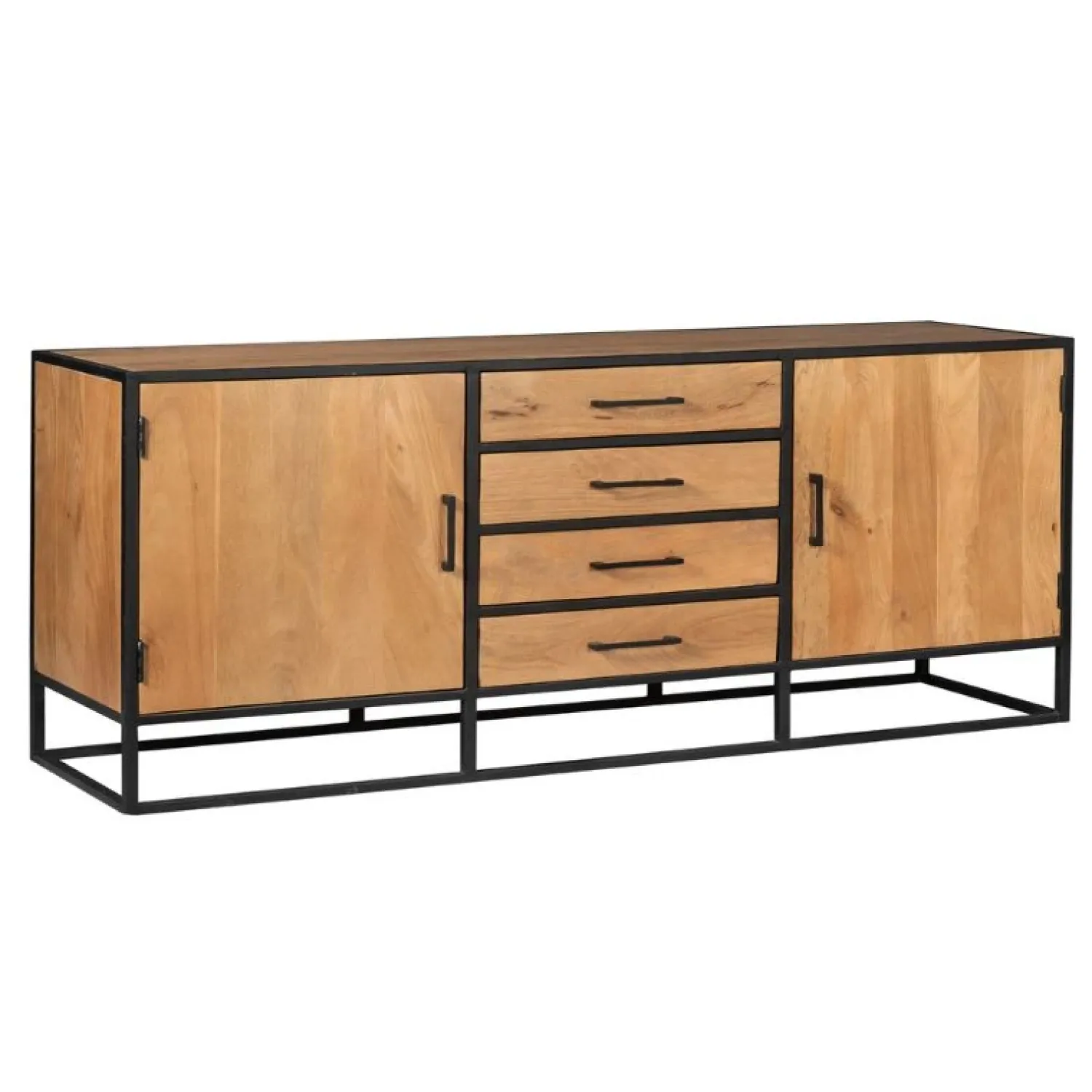 Furndea Dressoirs|Industriele Kasten|Dressoir Morada Warm mangohout industrieel - 210cm