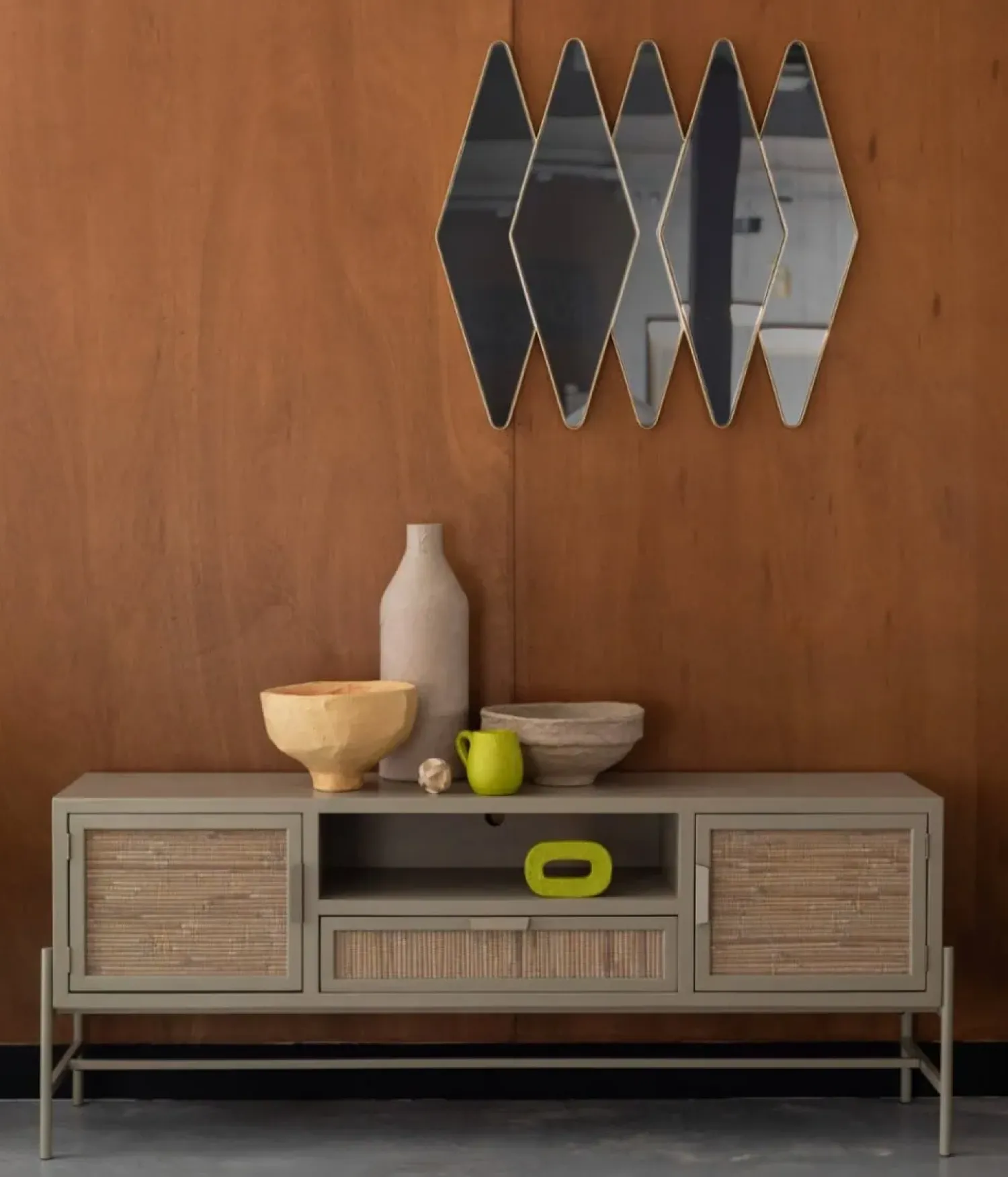 Dutchbone Industriele Kasten|Tv Meubels|Dressoir Yasu Rotan Beige 148cm