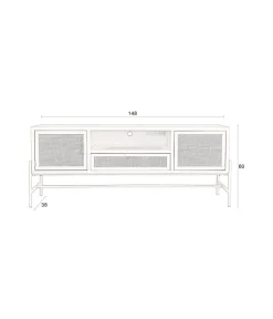 Dutchbone Industriele Kasten|Tv Meubels|Dressoir Yasu Rotan Zwart 148cm