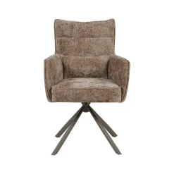 Label51 Eetkamerstoelen|Dubai Eetkamerstoel Taupe met Bronze poot