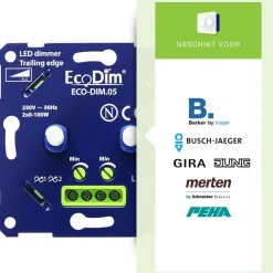 ECO-DIM Led Dimmers|Duo Led dimmer universeel 0-150W fase afsnijding Compleet zwart of wit