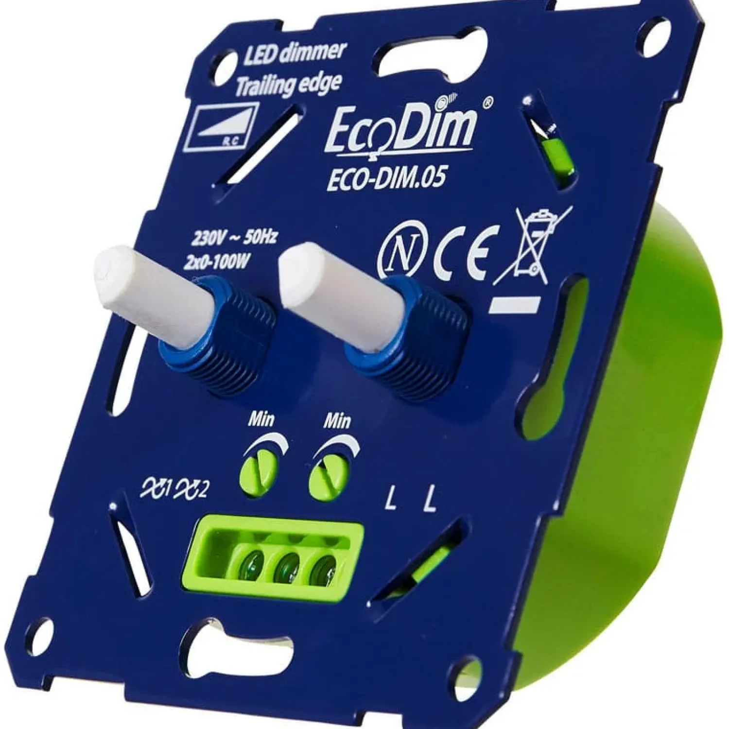 ECO-DIM Led Dimmers|Duo Led dimmer universeel 0-150W fase afsnijding Compleet zwart of wit
