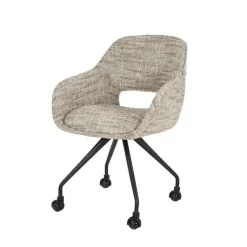 Kalfort Eetkamerstoelen|Dustin Eetkamerstoel met wieltjes Zand