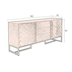 Dutchbone Dressoirs|Industriele Kasten|Class dressoir 180cm naturel eiken
