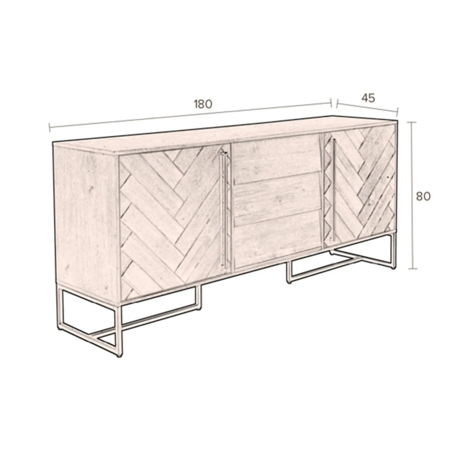 Dutchbone Dressoirs|Industriele Kasten|Class dressoir 180cm naturel eiken