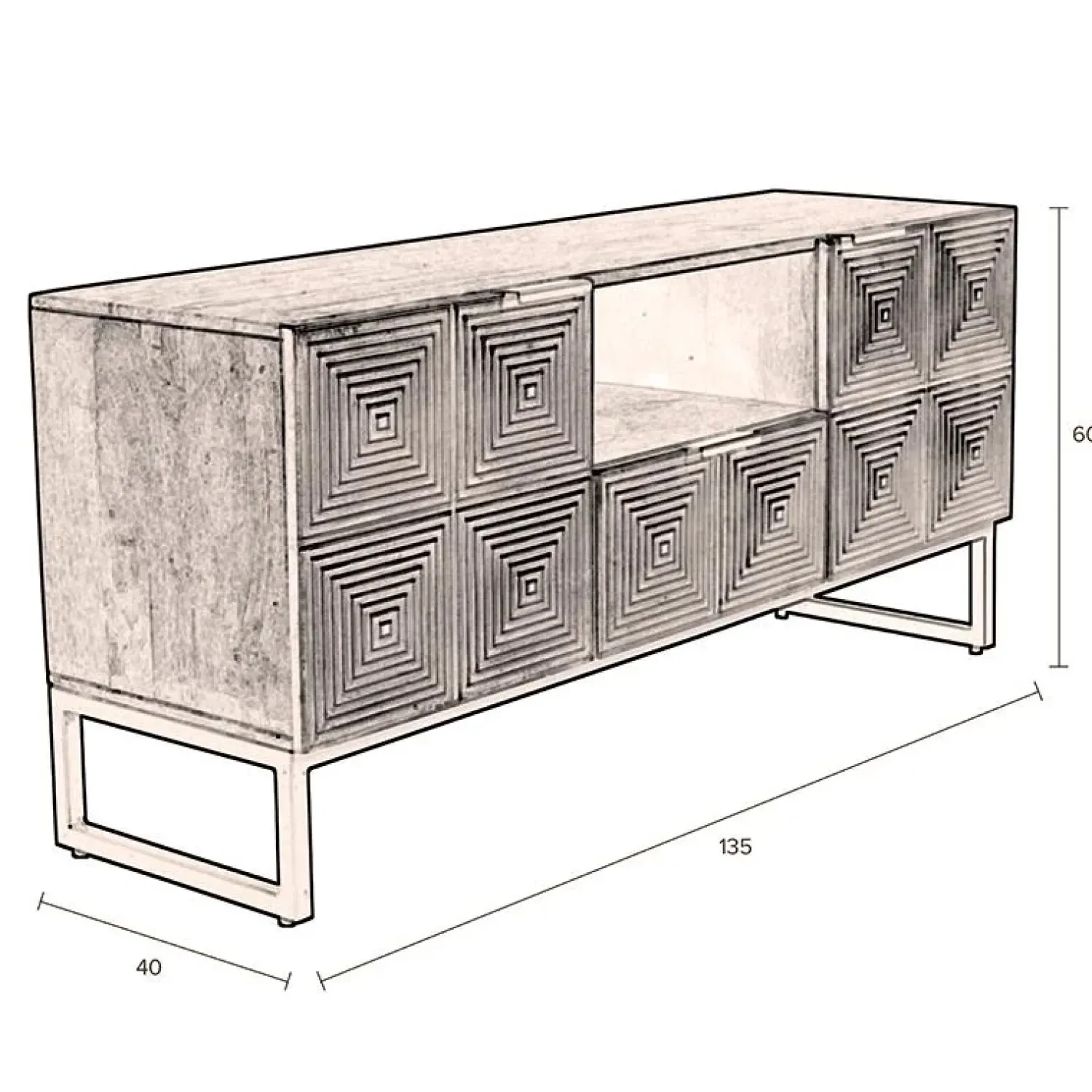 Dutchbone Dressoirs|Industriele Kasten|Dressoir Volan