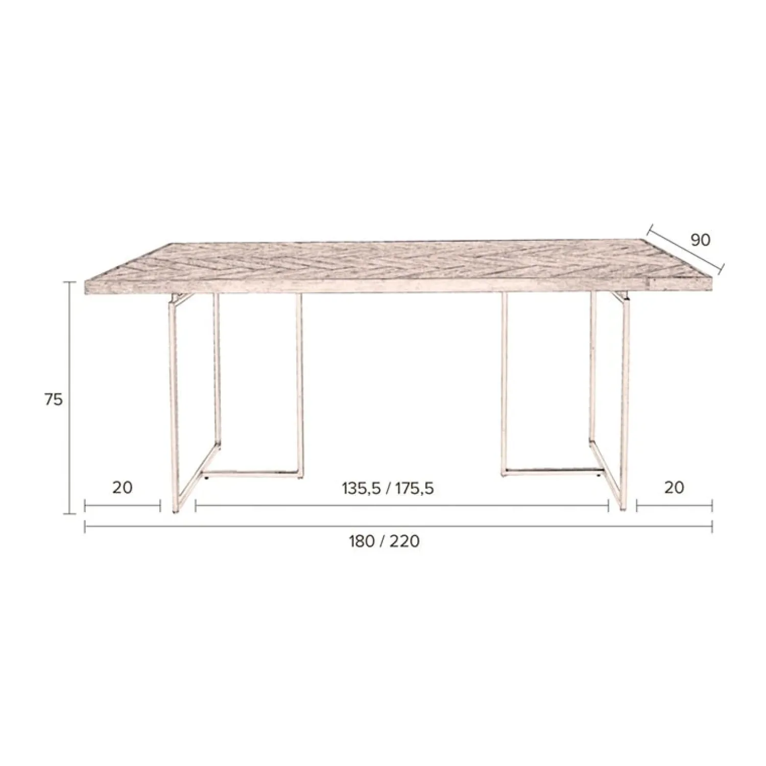 Dutchbone Eettafels|Eetkamertafel Class 180x90cm zwart