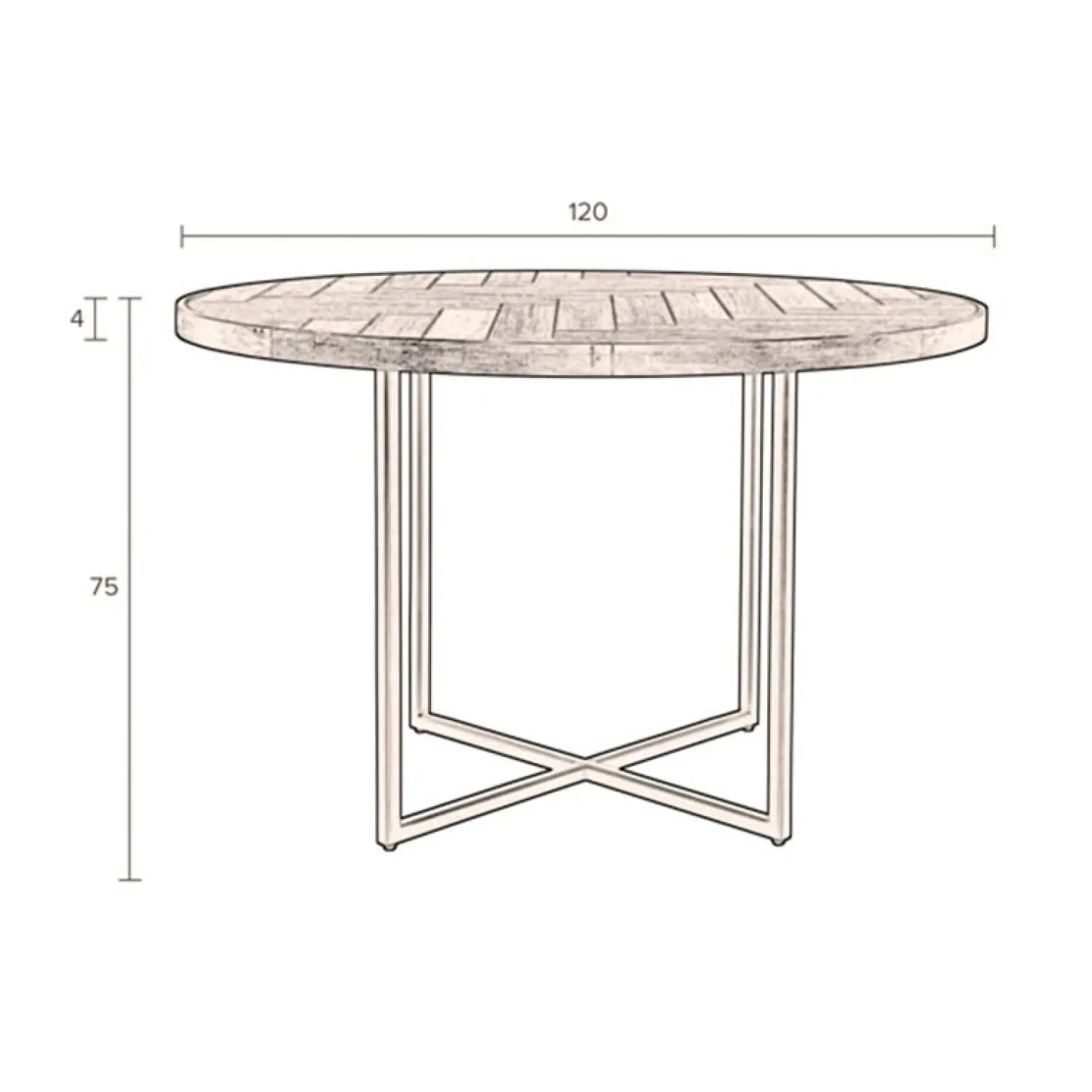 Dutchbone Eettafels|Eetkamertafel Class naturel rond 120cm
