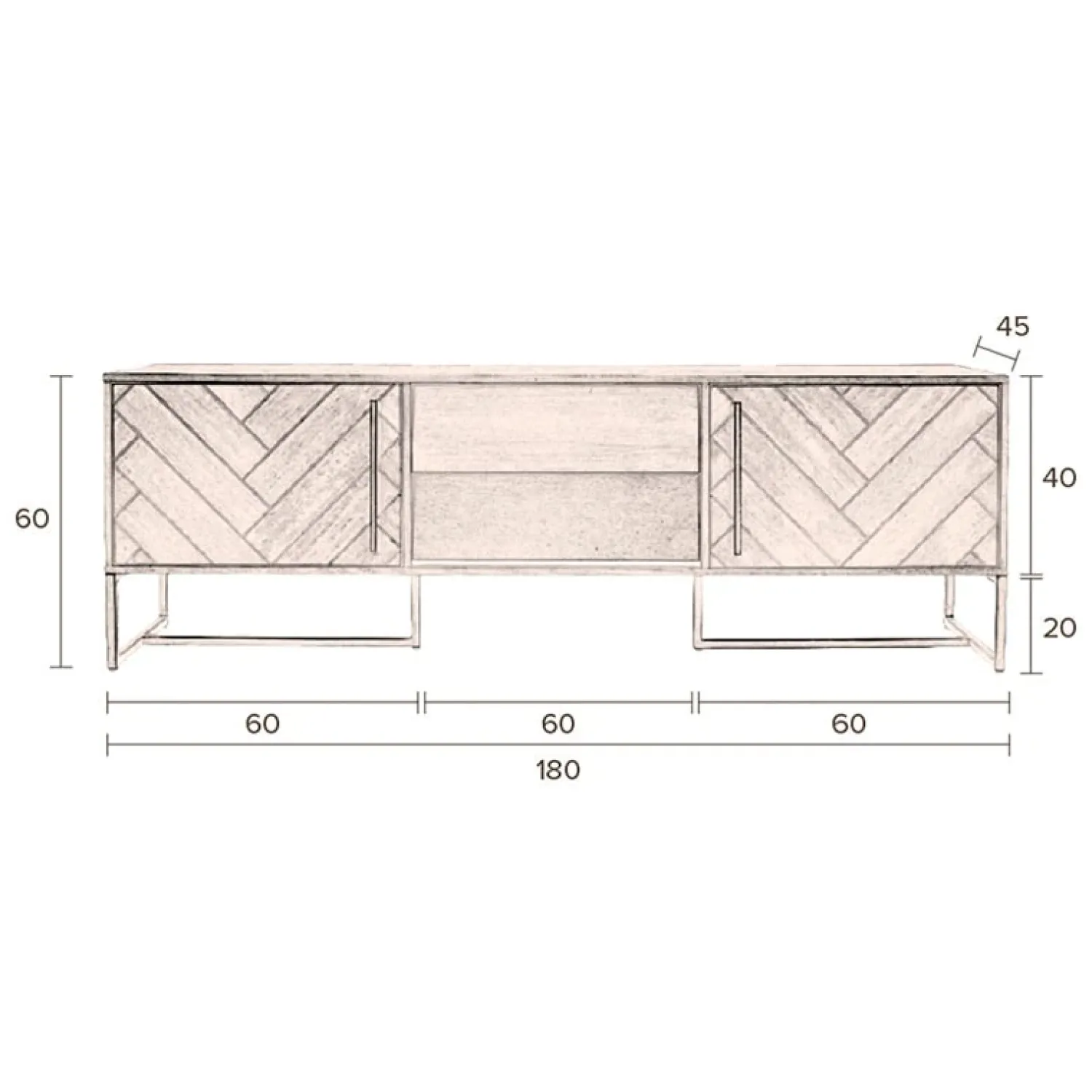 Dutchbone Industriele Kasten|Tv Meubels|Tv meubel Class naturel eiken 180cm