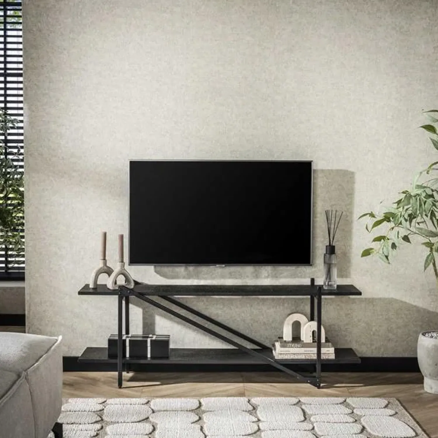 Kalfort Industriele Kasten|Tv Meubels|Eddy Tv-meubel metaal Antraciet 140cm