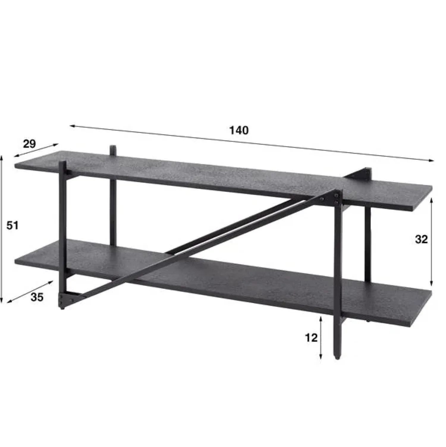 Kalfort Industriele Kasten|Tv Meubels|Eddy Tv-meubel metaal Antraciet 140cm
