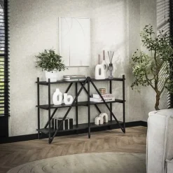 Kalfort Wandkasten|Industriele Kasten|Eddy Wandrek 3 laags Antraciet 130cm