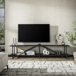 Kalfort Industriele Kasten|Tv Meubels|Eddy XL Tv-meubel metaal Antraciet 220cm