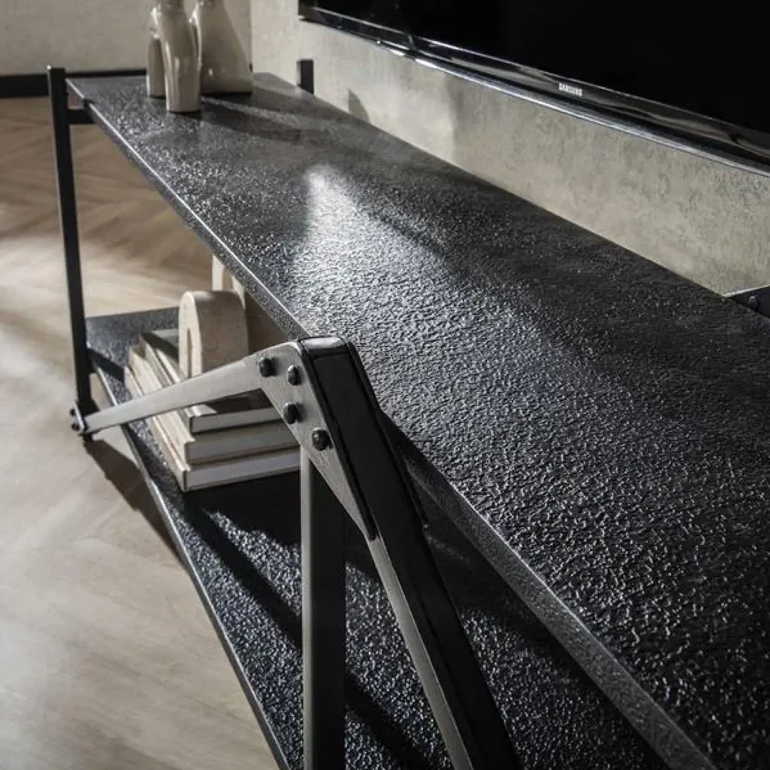 Kalfort Industriele Kasten|Tv Meubels|Eddy XL Tv-meubel metaal Antraciet 220cm