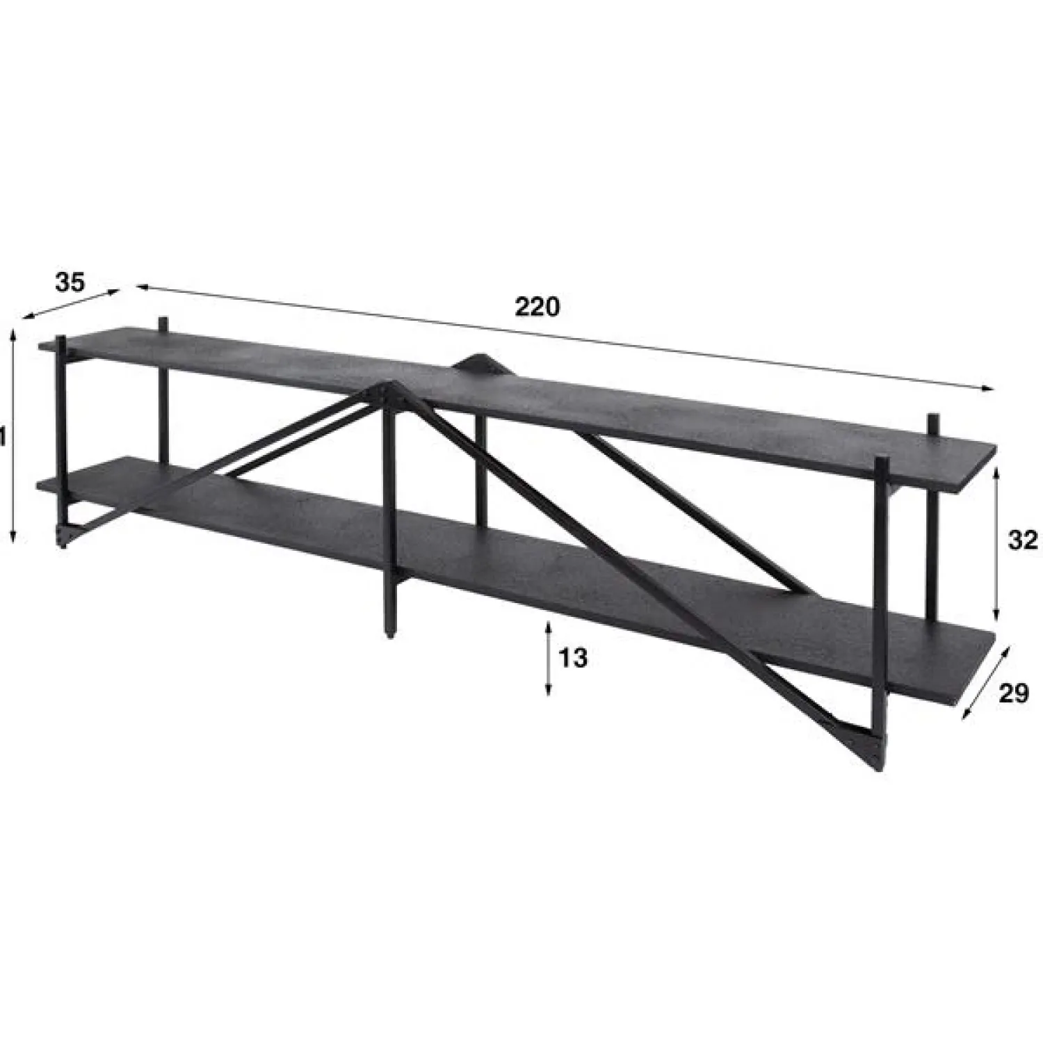 Kalfort Industriele Kasten|Tv Meubels|Eddy XL Tv-meubel metaal Antraciet 220cm