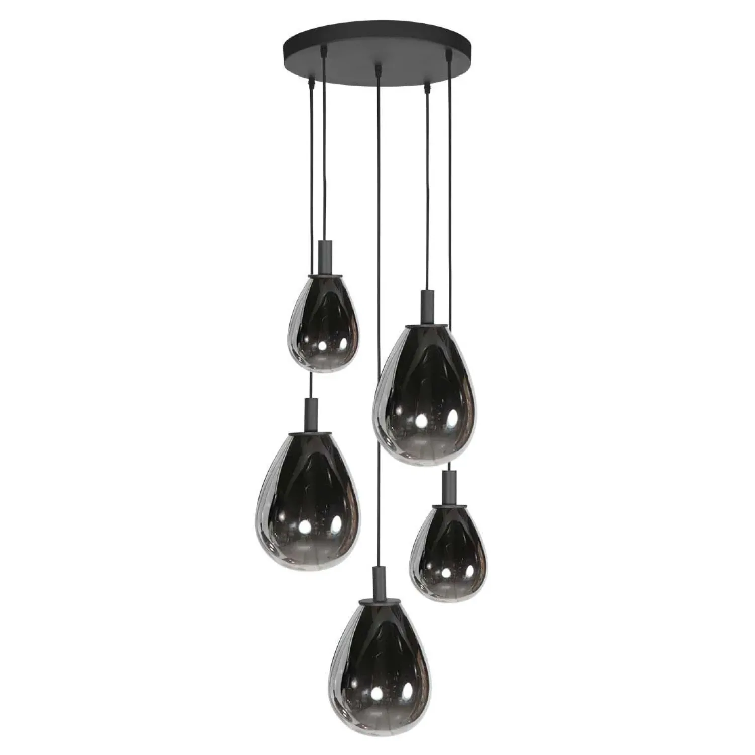 Steinmex Hanglampen|Glazen Hanglamp|Edgar 5-lichts getrapte Hanglamp Smoke Glas