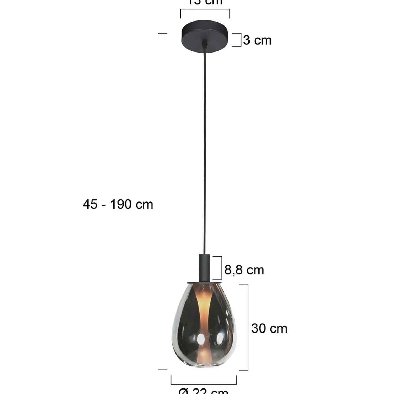 Steinmex Hanglampen|Glazen Hanglamp|Edgar 1-lichts Hanglamp large Smoke Glas
