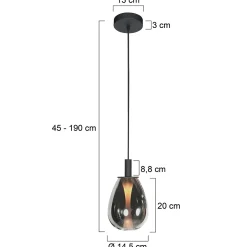 Steinmex Hanglampen|Glazen Hanglamp|Edgar 1-lichts Hanglamp small Smoke Glas