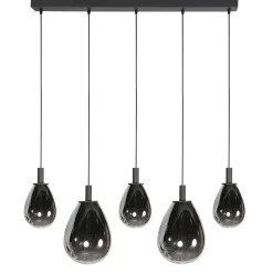 Steinmex Hanglampen|Glazen Hanglamp|Edgar 5-lichts Hanglamp Smoke Glas