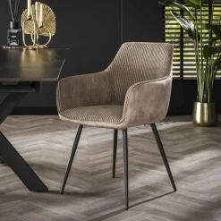 Kalfort Eetkamerstoelen|Eetkamerstoel Angie Ribstof 57cm Zand