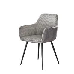 Kalfort Eetkamerstoelen|Eetkamerstoel Angie Ribstof 57cm Zilver