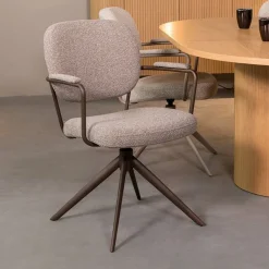 Label51 Eetkamerstoelen|Eetkamerstoel Basel Grijs Boucle