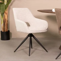 Label51 Eetkamerstoelen|Eetkamerstoel Finley Wit Boucle