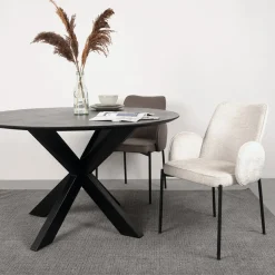 Label51 Eetkamerstoelen|Eetkamerstoel Joni Crème Fluweel (showroommodel)