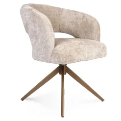 Furndea Eetkamerstoelen|Eetkamerstoel Lana Beige met bronzen poot