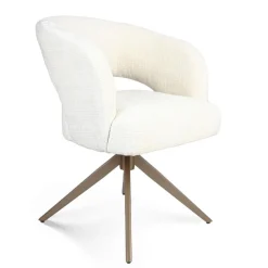 Furndea Eetkamerstoelen|Eetkamerstoel Lana Gebroken wit met bronzen poot