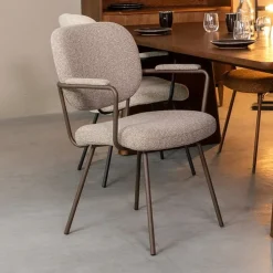 Label51 Eetkamerstoelen|Eetkamerstoel Lausanne Grijs Boucle