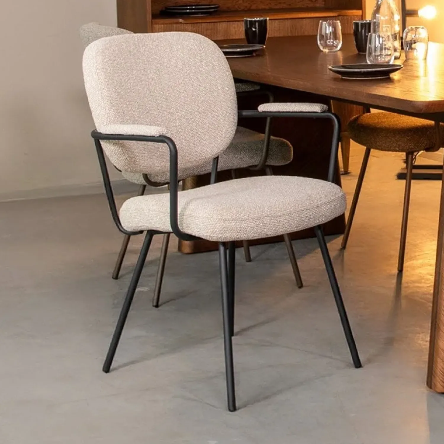 Label51 Eetkamerstoelen|Eetkamerstoel Lausanne Naturel Boucle