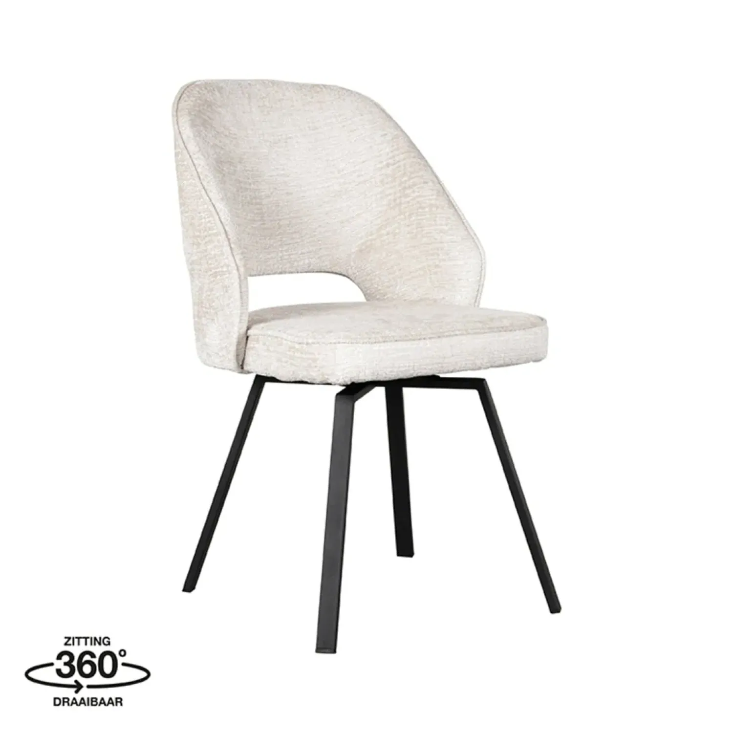 Label51 Eetkamerstoelen|Eetkamerstoel Lewis Crème Fluweel