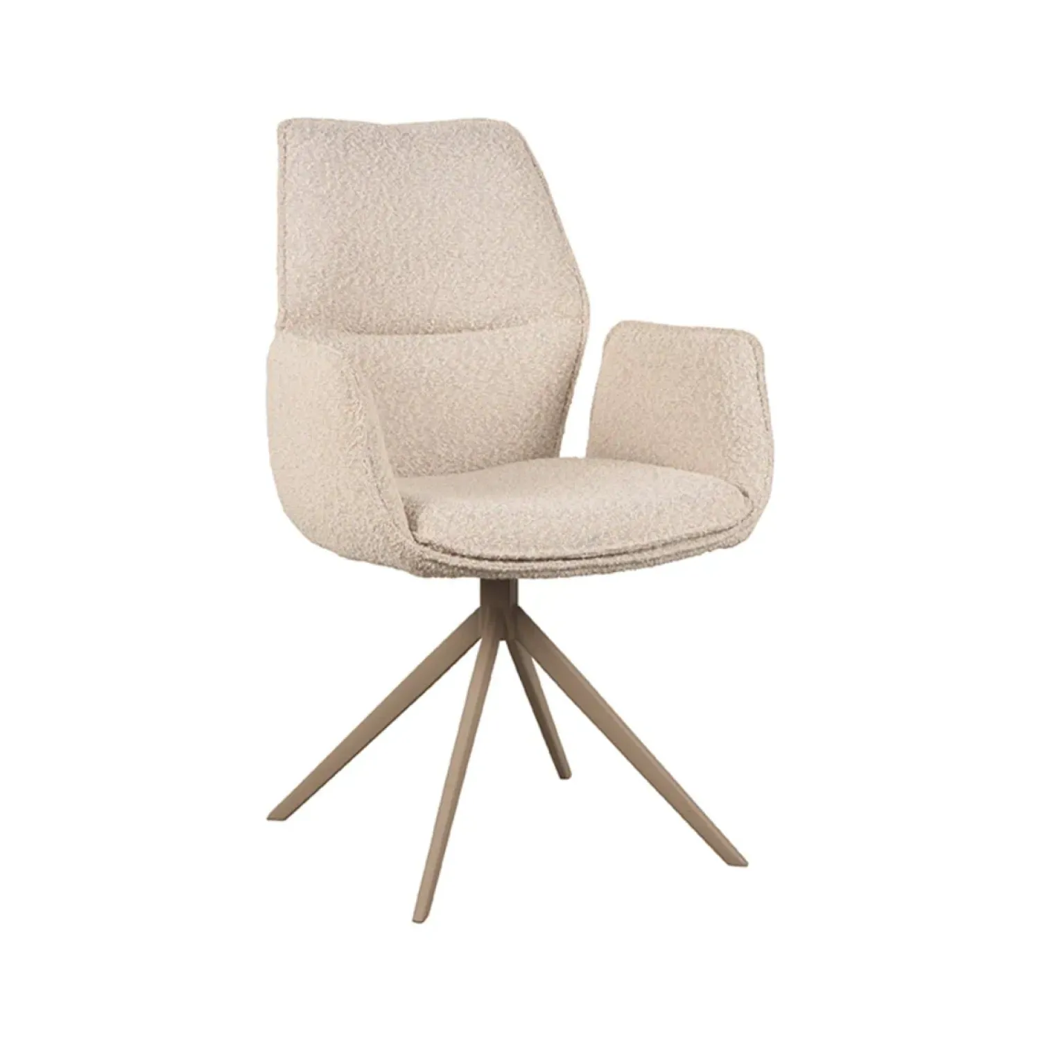 Label51 Eetkamerstoelen|Eetkamerstoel Mellow Boucle met bruin onderstel 58cm