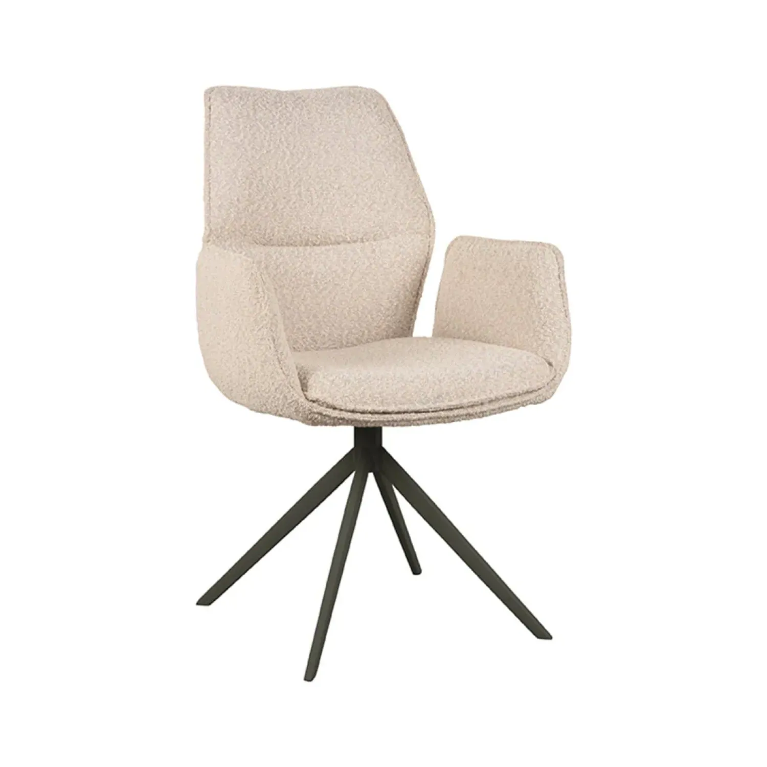 Label51 Eetkamerstoelen|Eetkamerstoel Mellow Boucle met zwart onderstel 58cm