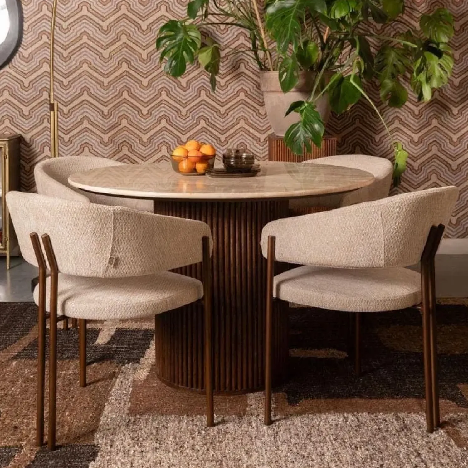 Dutchbone Eetkamerstoelen|Eetkamerstoel Naida Beige