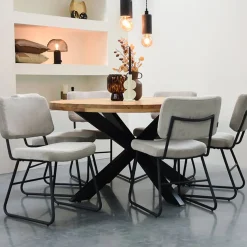 Label51 Eetkamerstoelen|Eetkamerstoel Noah Naturel Ribcord