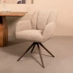 Label51 Eetkamerstoelen|Eetkamerstoel Padua Mushroom Boucle met Brons poot