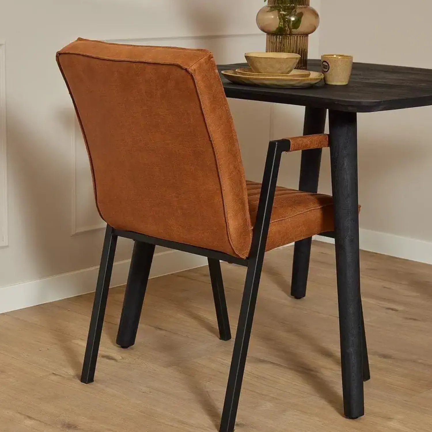 Furndea Eetkamerstoelen|Eetkamerstoel Ronda met armleuning cognac