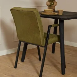 Furndea Eetkamerstoelen|Eetkamerstoel Ronda met armleuning mosgroen