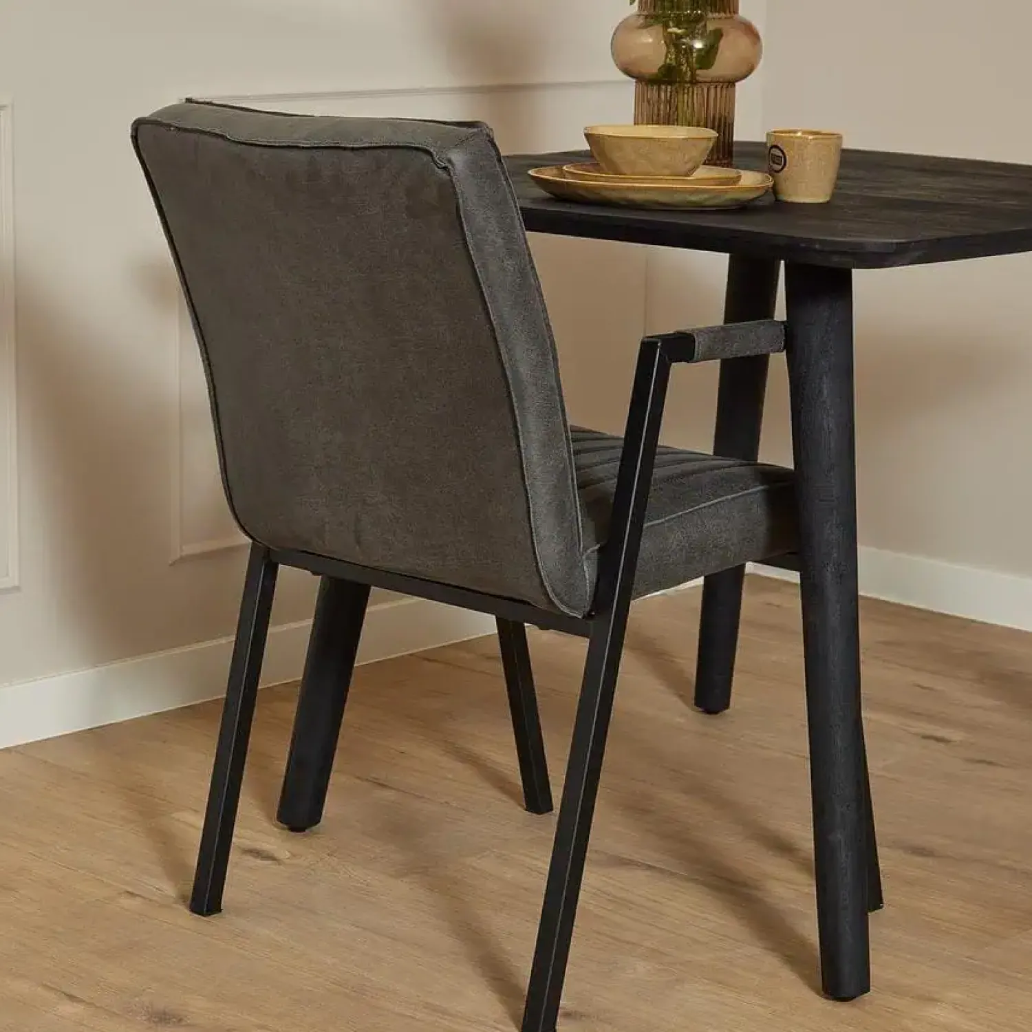 Furndea Eetkamerstoelen|Eetkamerstoel Ronda met armleuning antraciet