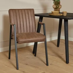 Furndea Eetkamerstoelen|Eetkamerstoel Ronda met armleuning bruin