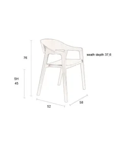 Dutchbone Eetkamerstoelen|Eetkamerstoel Westlake Walnoot 58cm