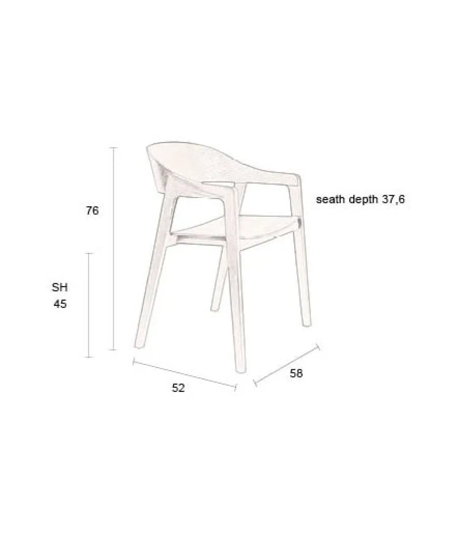 Dutchbone Eetkamerstoelen|Eetkamerstoel Westlake Zwart 58cm