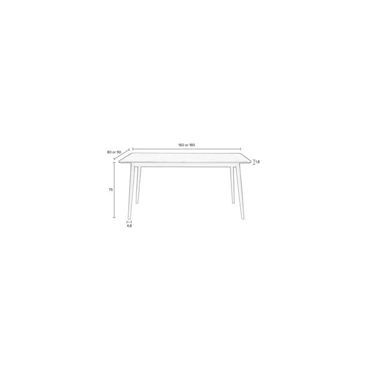 NORI Living Eettafels|Eettafel Fabio Eikenhout 160cm